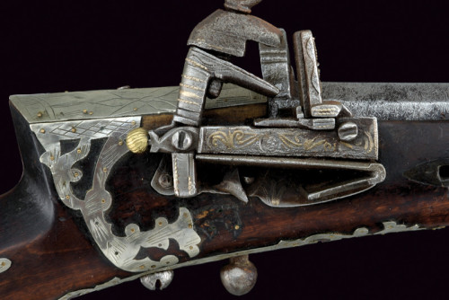 Silver mounted miquelet tufenk musket originating from Turkey, 19th century.