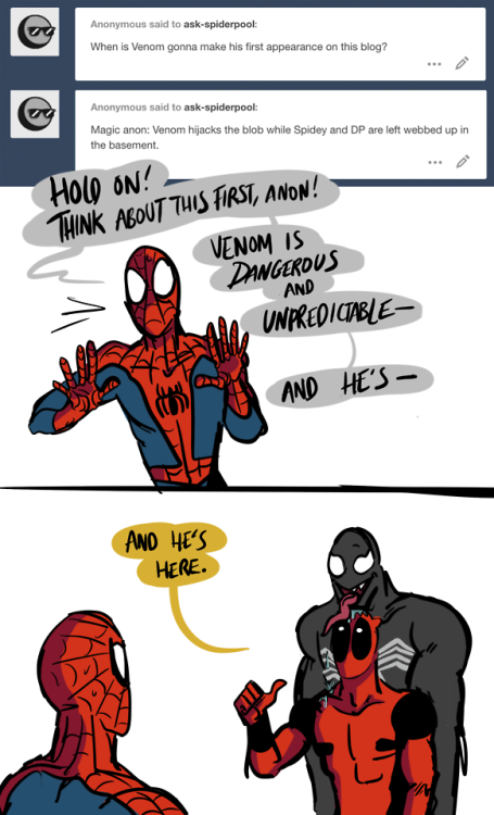 ask-spiderpool: ask-spiderpool: Venom is taking over the blog for the next 6 asks! 