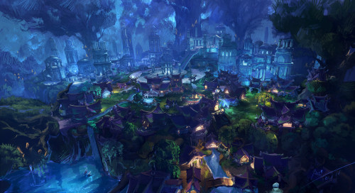 Home of Night Elves by Aobo WangI love those colours <з