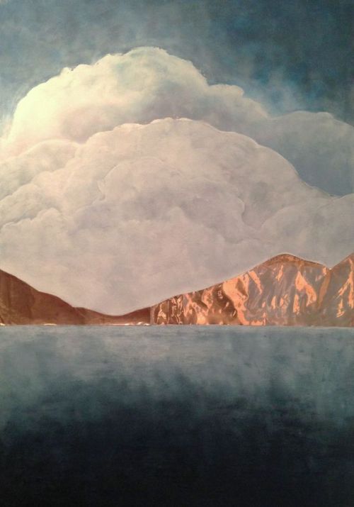 Orfhlaith Egan  - Loch Corrib. Acrylic and copper on canvas.