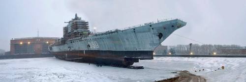 enrique262:  2005, the former soviet hybrid carrier/cruiser Admiral Gorshkov in drydock at Severodvinsk, during the start of her conversion works to become the indian aircraft carrier INS Vikramaditya.