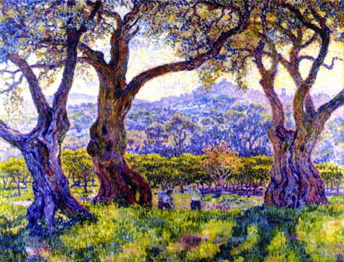 Some Olive Trees….Olive Grove (orange sky) Vincent van Gogh 1889Olive Tree wood in Moreno Gar