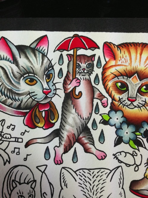 tom-chippendale:  Cat flash by Tom Chippendale @ OSC Tattoo - England