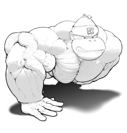 ripped-saurian:  just a big ape workin’ those big arms and pecs 