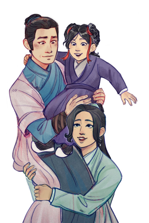 kessavel-art:MianMian Sr, MianMian Jr and Dad.