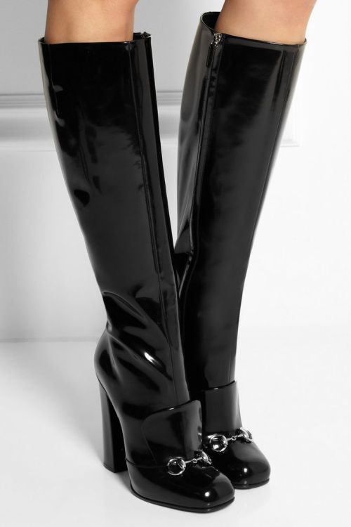 Gucci | Horsebit-detailed patent-leather knee boots