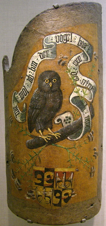 German tournament shield (motto: “Although I am the hated bird, I rather enjoy that”), c