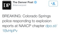 krxs10:  I love how a middle aged white man was seen placing the bomb that exploded next to the NAACP Chapter and no one is even talking about it. All this just happens to come about right after the NAACP called to investigate the Darren Wilson grand