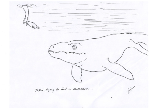 T-Rex Trying to feed a mosasaur&hellip;