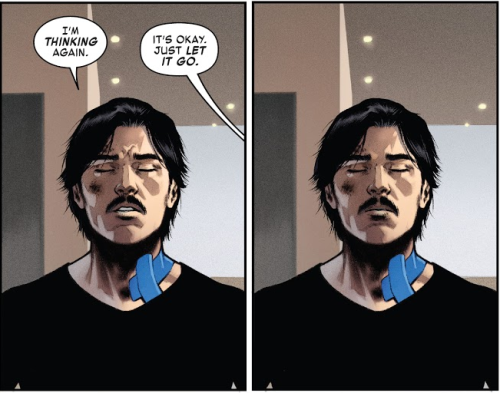 tony-stark-ing: In which I am Tony trying to meditate.Iron Man #2 (2020)