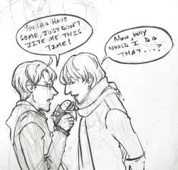 perpetuallycaffeinated:  why do all of my Russia/America doodles end up with them arguing and flirting outside of a McDonalds…