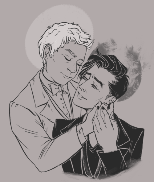 rishnea: I was browsing Instagram and found Peipnpu’s very cute DTIYS of Aziraphale and Crowle