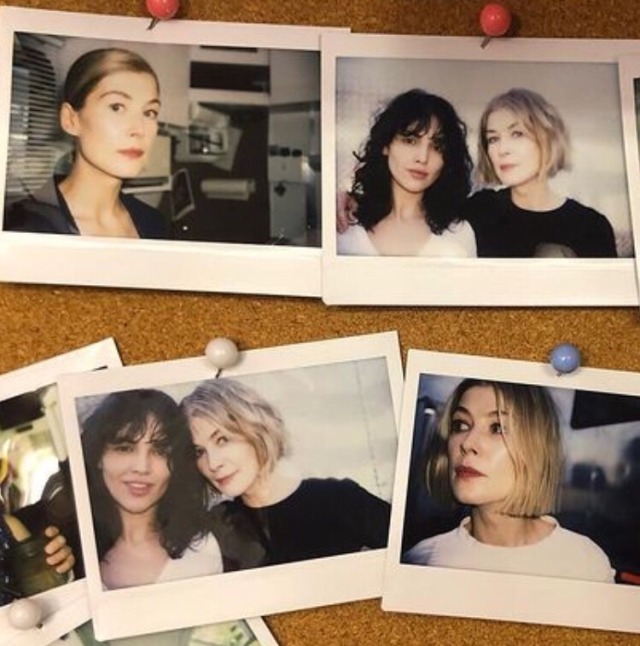 caroldanversenthusiast:very obsessed with this energy Rosamund Pike and Eiza Gonzalez