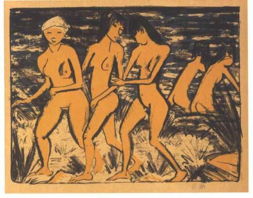 artist-mueller: Five Yellow Nudes at the Water, Otto Mueller