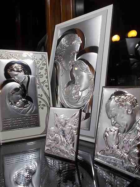 Silver shiny pictures - christian art, home decor.
