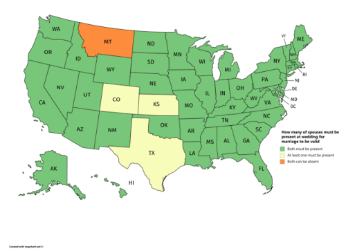 mapsontheweb:How many of spouses must be present at wedding for marriage to be valid.