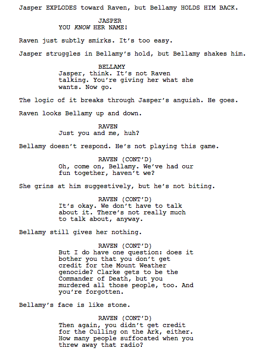 Hey, guys!I know this is a day late, but we really appreciate you guys watching the story unfold with us. As always, to thank you, here’s an excerpt from last night’s script, written by Kim Shumway.