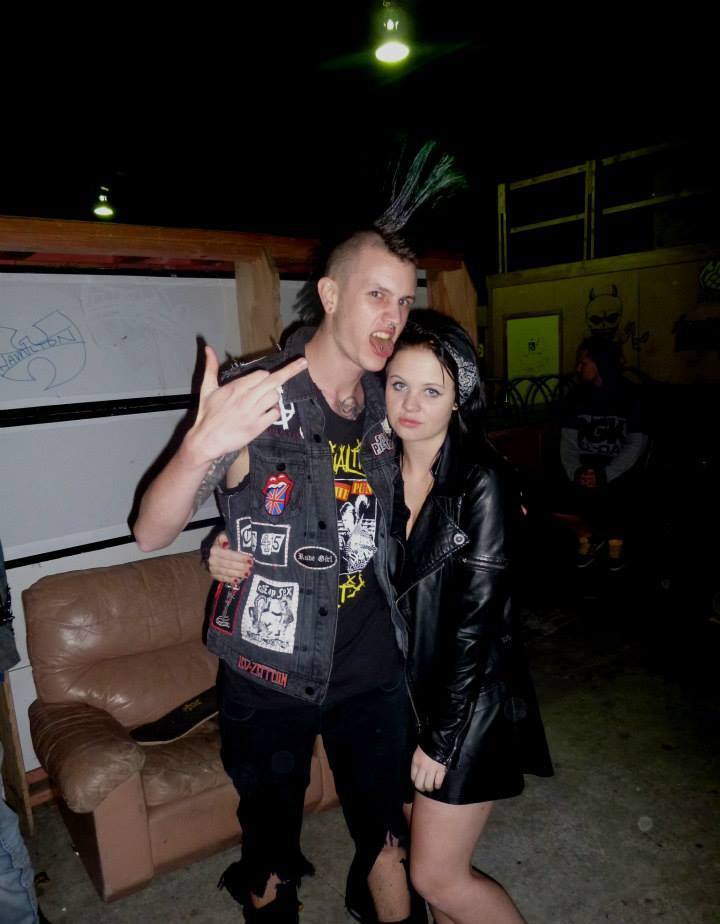 bourbontosociety:  gone-withthesin:  Me and le boyfriend at a punk gig.   Some bourbon,