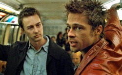 ladyhuggy:  Brad Pitt and Edward Norton in David Fincher’s Fight Club (1999).