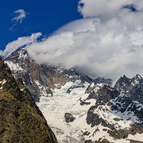clouds tearing on the mountain top 6/? -Tour du Mont Blanc, June 2019photo by nature-hiking