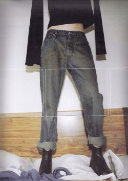 rifles: denim ‘dirty’ jeans, extra long