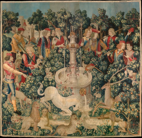 mysterious-secret-garden:The Unicorn Purifies Water (from the Unicorn Tapestries), 1495–1505. South 