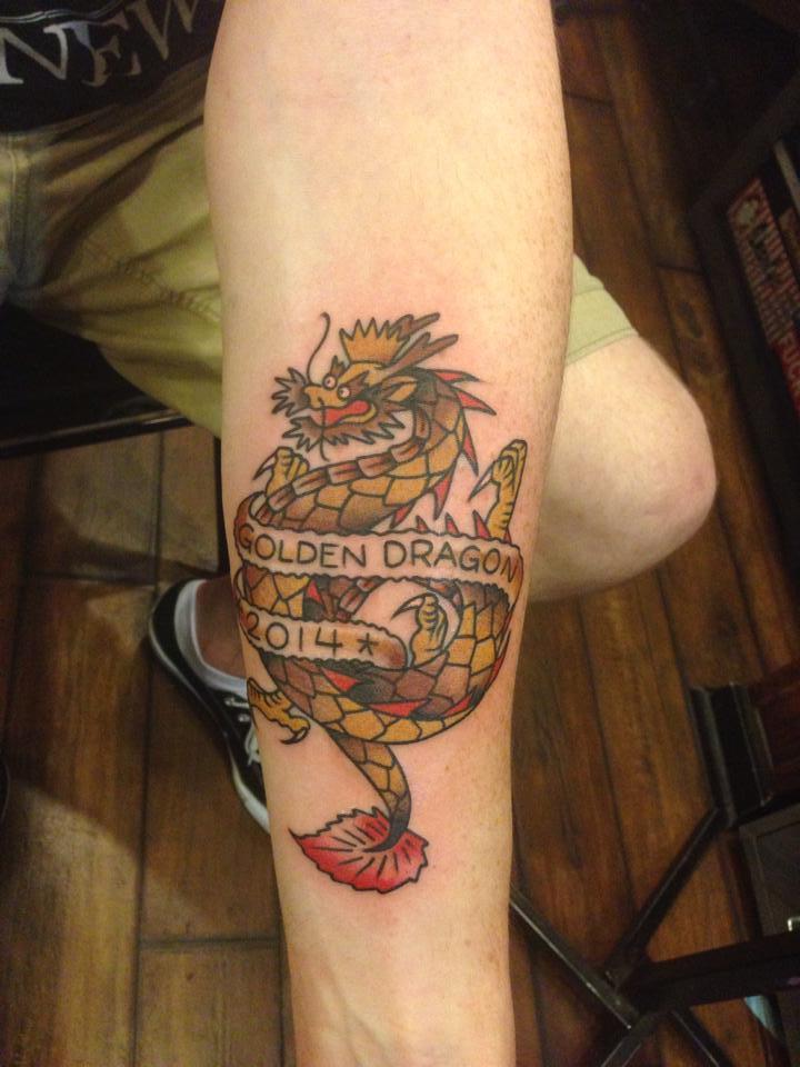  — Golden Dragon Sailor Jerry tattoo from Three Kings...