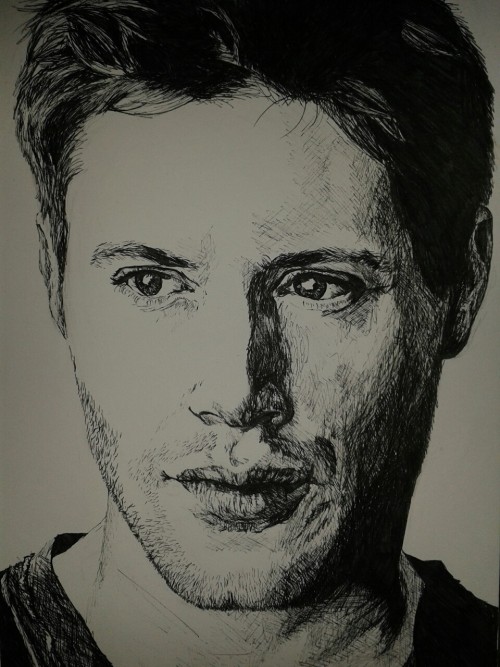 minor-obsessions: Guys what do you think of my fineliner portrait of Jensen? It’s the first ti