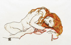 easymomentsandobsession:  Crouching Girl with Head Down (1918), Egon Schiele 