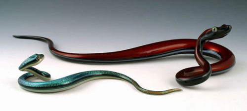 sixpenceee:  Incredibly Colorful Hand-Blown Glass Creatures By Scott Bisson Scott Bisson is an Oregon-based glass blowing enthusiast. Ever since he bent a piece of glass over a flame in his high school Chemistry class when he was seventeen, Bisson has