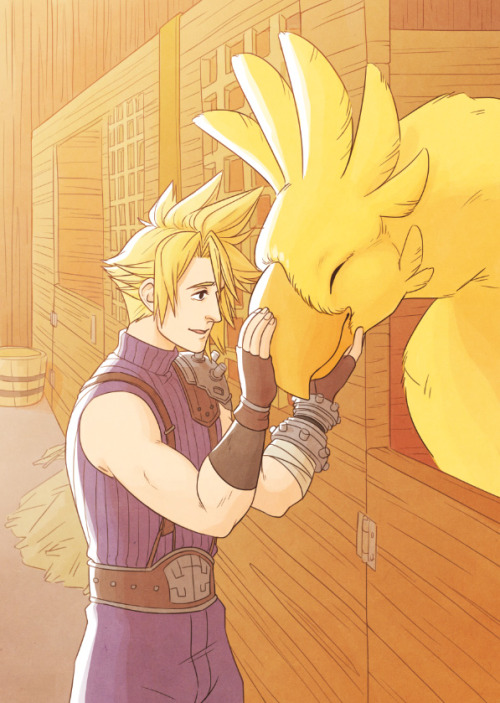 jenmondain: Cloud the farm boy and his chocobo. Being able to race on chocobos was definitely o
