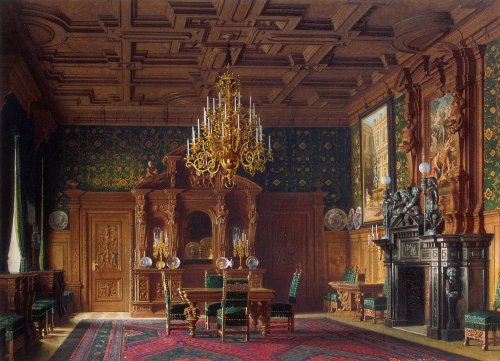 oldpaintings:Mansion of Baron A.L. Stieglitz, 1871 by Luigi Premazzi(Italian, 1814–1891)