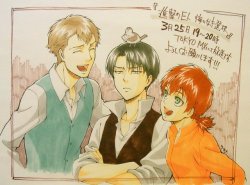 New Sketch Of Farlan, Levi, And Isabel By Yamada Ayumi, Chief Animation Director