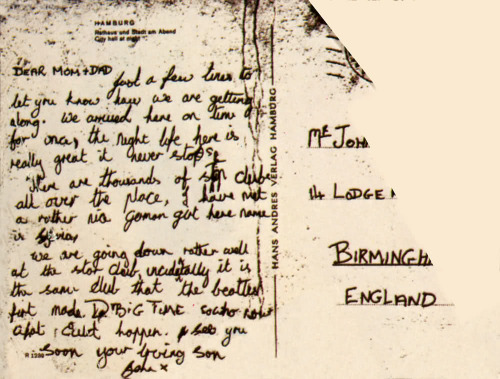 blacksabbth: Postcards Ozzy wrote to his parents while on tour during the 70s