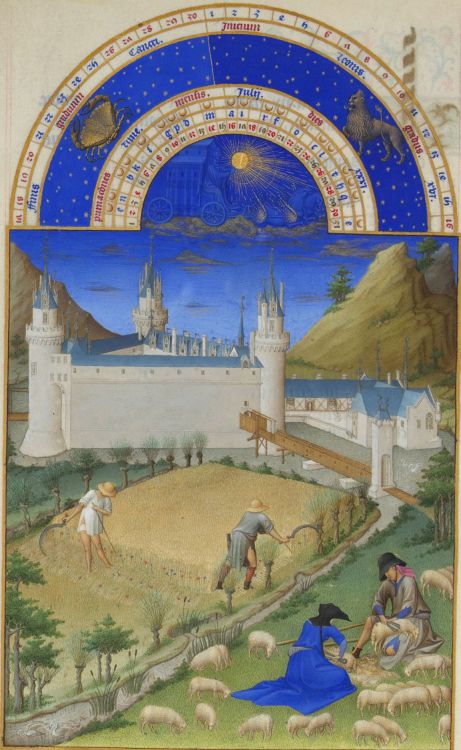 July, Très Riches Heures du Duc de BerryThe background shows the Palace of Poitiers.