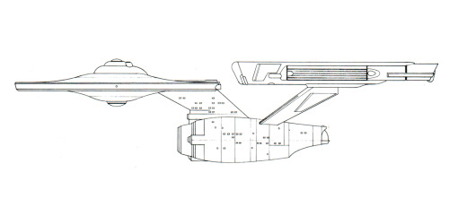 classictrek:Some of Matt Jeffries’ original sketches for the Star Trek: Phase II version of the Ente