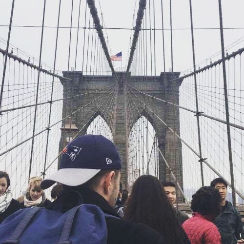 You can take the boy out of New England, but you can’t take New England out of the boy. #PatsNation #DoYourJob  (at Brooklyn Bridge)