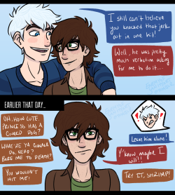 enemyofsanityart:  Hijack January: Popular/Nerd AUJack, being popular, really gets picked on by some out of jealousy he has friends. Now, if you pick on Jack when he’s on his own he’ll shrug it off, but if the little boyfriend is around? Well, he’ll