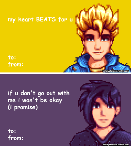 witchystardew:a couple of stardew valentines i just worked up! enjoy