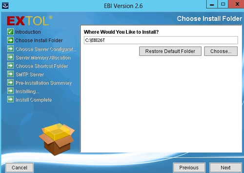 EXTOL Business Integrator 2.6 Server Directory Location to install