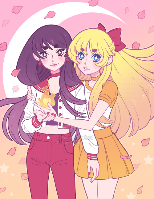 fireflyrayeart:my two favorite scouts, Sailor Mars and Sailor Venus <3 this illustration will be 