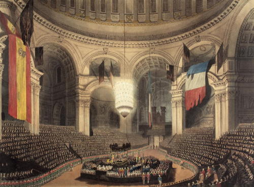 peashooter85:Horatio Nelson’s funeral at St. Paul’s Cathedral in London.  The flags above are French