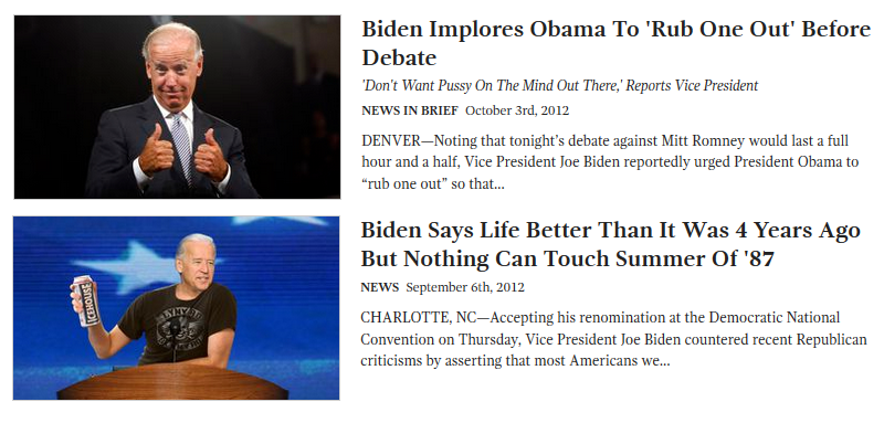 Dynamite Joe Biden in The Onion