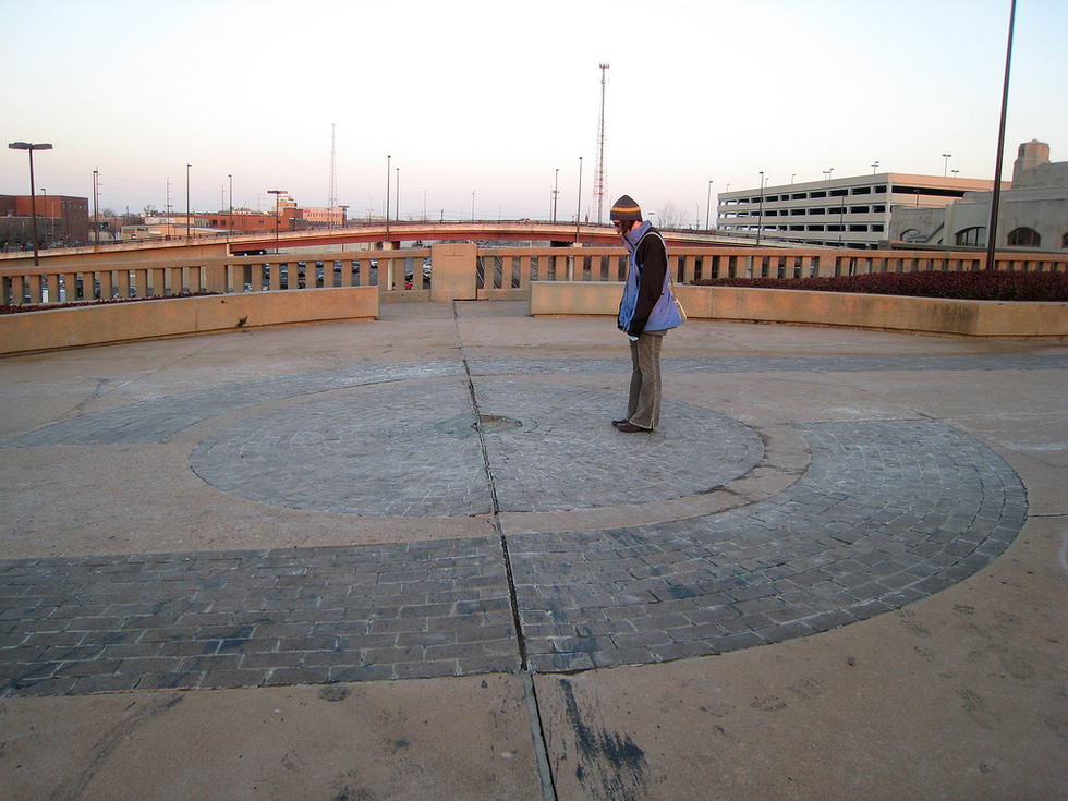 sixpenceee: Center of the Universe The so-called Center of the Universe in downtown Tulsa is