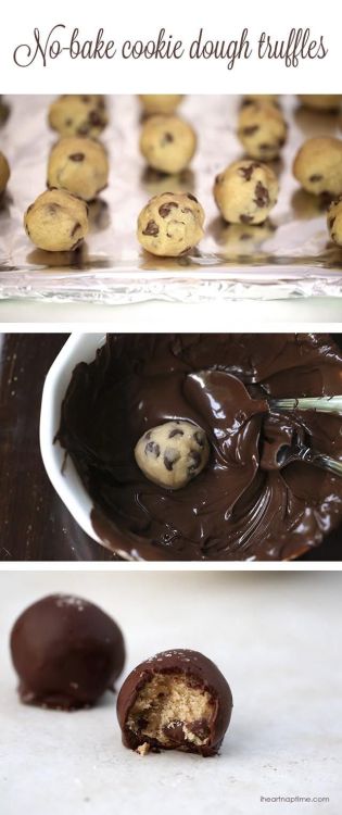 Chocolate chip cookie dough truffles (sub vegan butter)