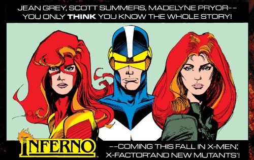 oxymitch: Letters Page Ads for Inferno crossover in the eighties 1st pic = Jean Grey, Cyclops (