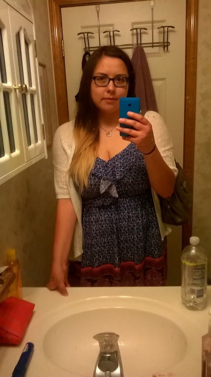 Better pic of my new dress. Normally, shopping for clothes brings me to tears because I have trouble finding things to fit my shape, even in the plus size sections. But I actually feel amazingly beautiful in this dress :)