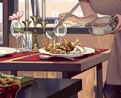 Blackbird and Veloce having a social distancing dinner date :D Commission by DeviantART for their St