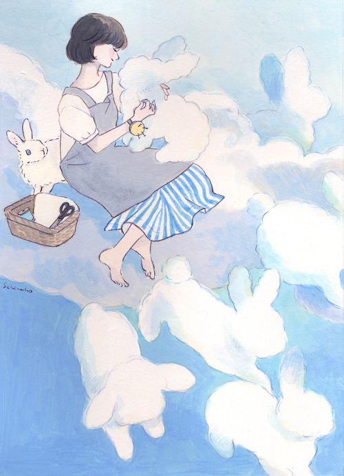 schinako:Making rabbit clouds ☁️ 