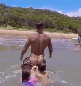 shreddedgifs:  hot dad at the beach